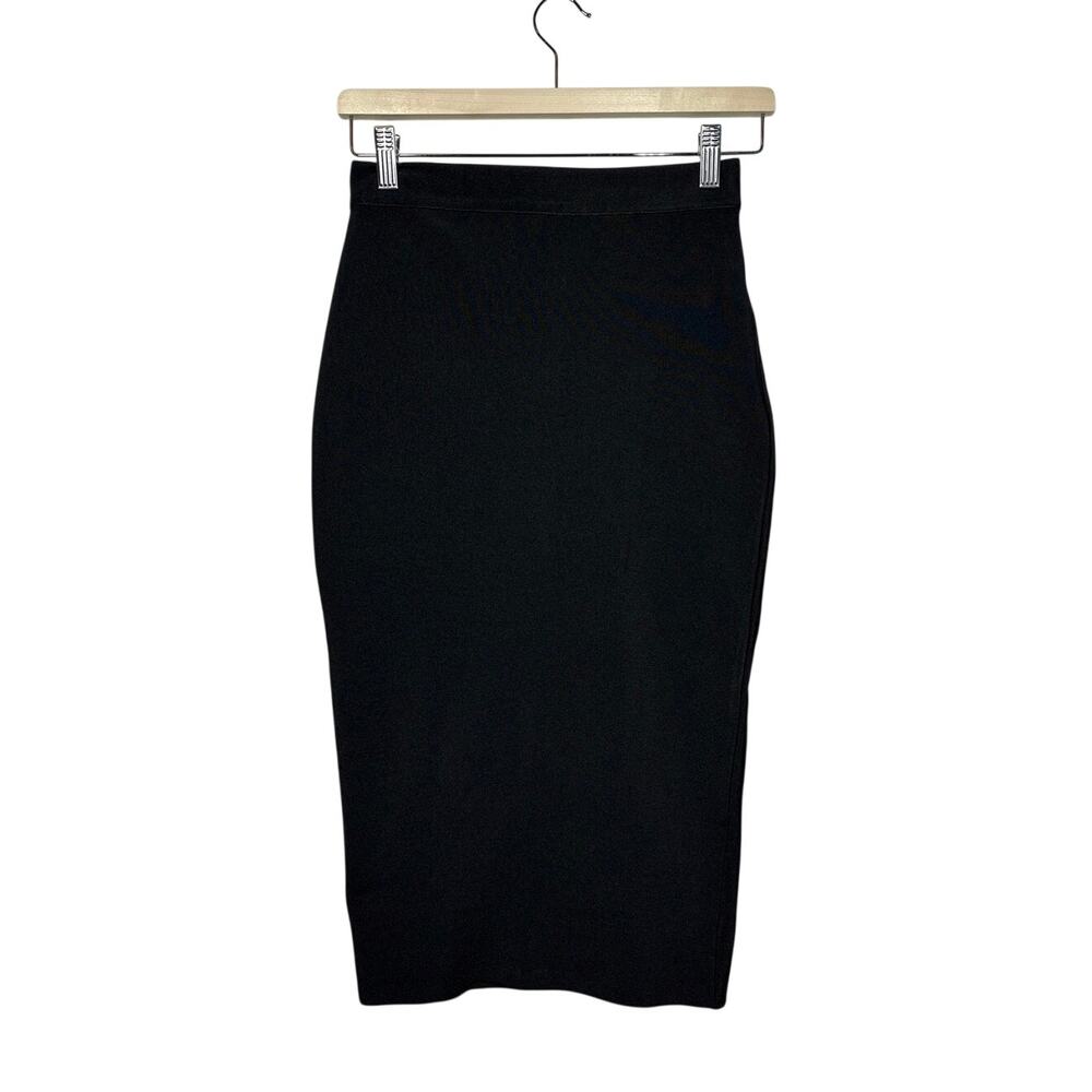 Superdown Emilia Black Bandage Pencil Skirt Gold Zip Back Bodycon Stretch Sz M